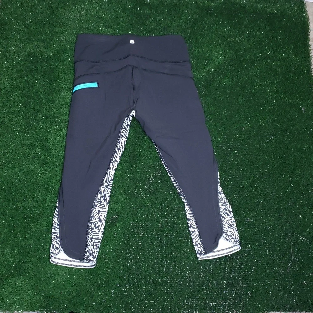 Lululemon Womens Run Top Speed Cropped Leggings Size 4 Fitness Yoga Stretchy